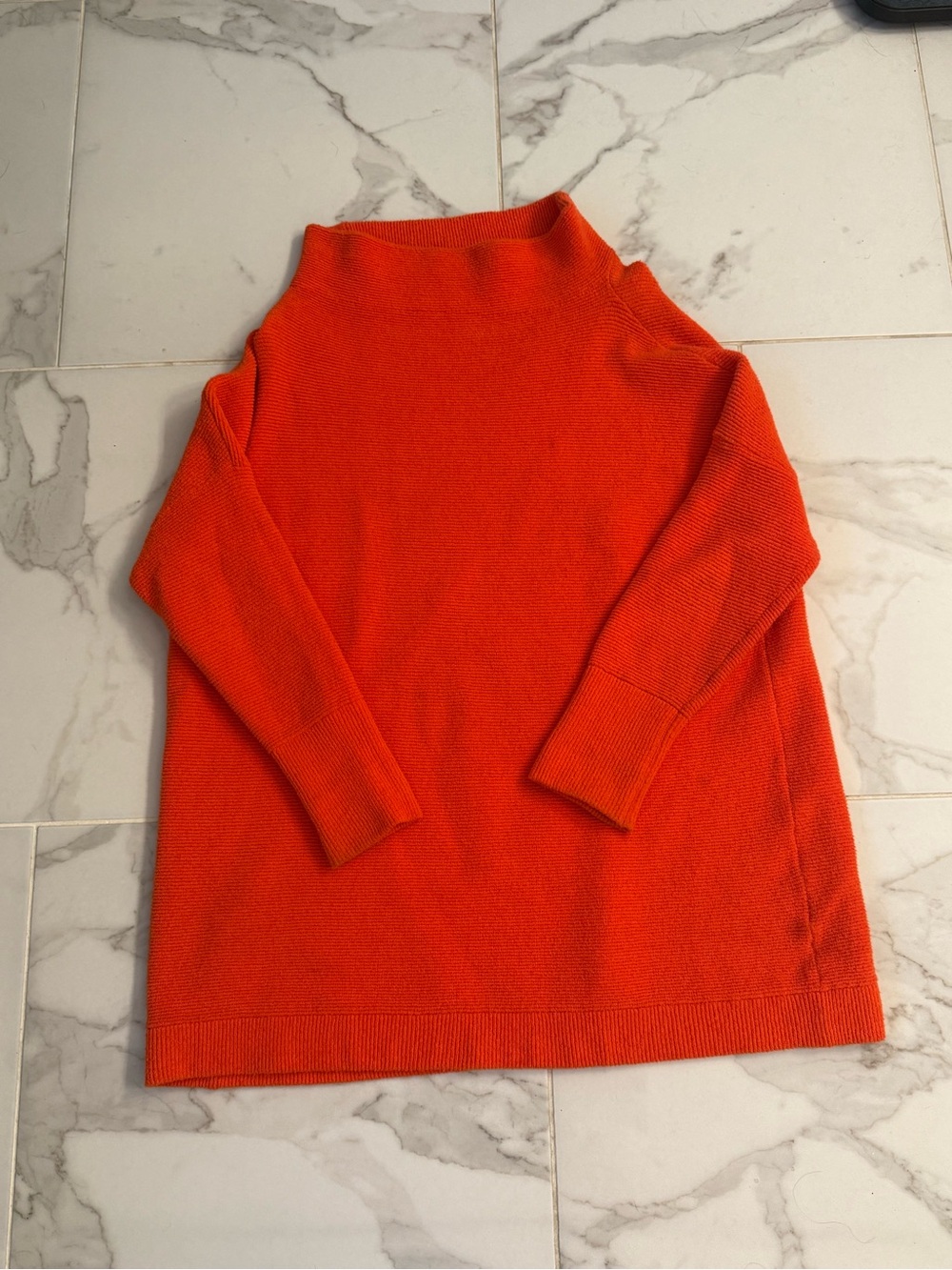 Free People Ottoman Orange Knit Funnel-Neck Mini Dress Tunic - Picture 2 of 4